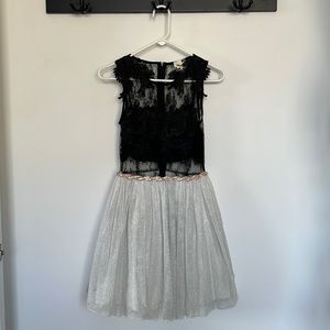 Black and White Retro Prom Style Dress with lace and sparkles
